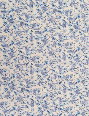 Cotton Lawn Fabric - Dotted Swiss - Paisley Floral Blue