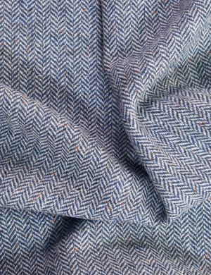 Irish Wool Tweed Fabric - Herringbone - Blue Grey