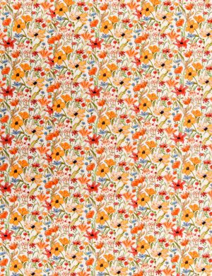 Printed Cotton Lawn Fabric - Cosmos Orange