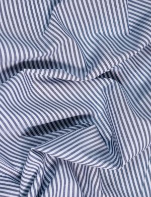 Striped Cotton Chambray Fabric - Navy and White