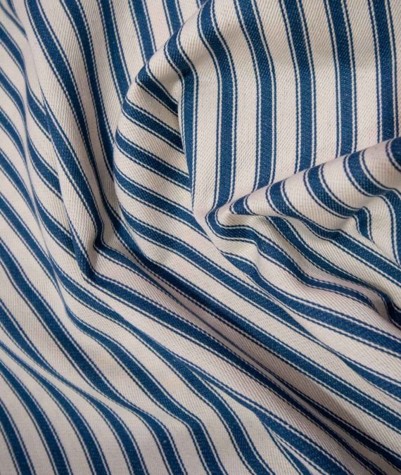 Cotton Ticking Fabric - Blue