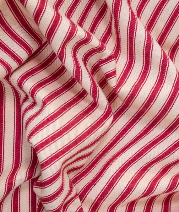 Cotton Ticking Fabric - Red