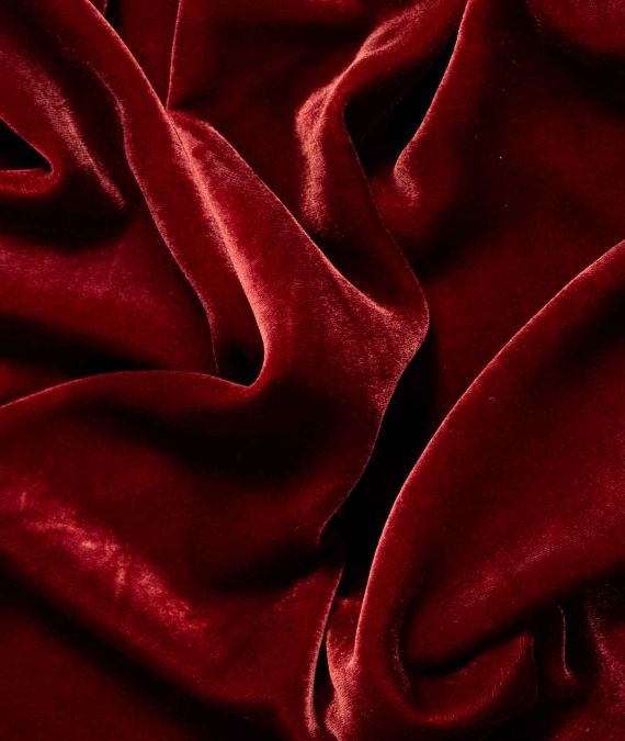 Deep Red Silk Velvet Fabric