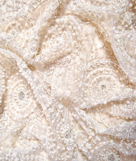 Heavily Beaded and Pearl Geometric Lace