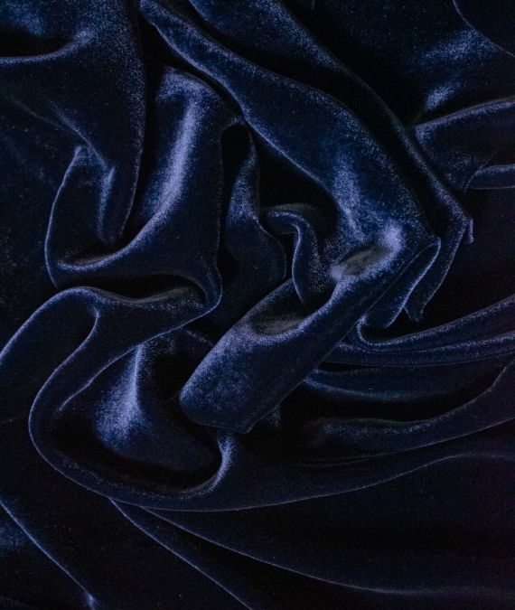 Navy Silk Velvet Fabric_