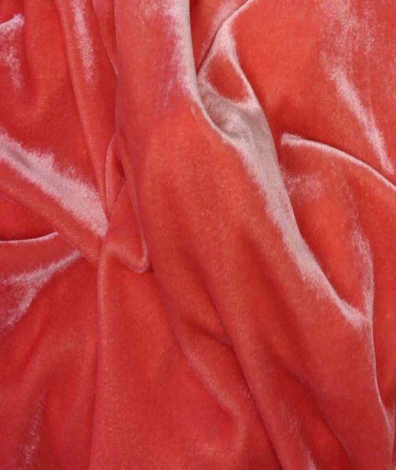 Coral Silk Velvet Fabric
